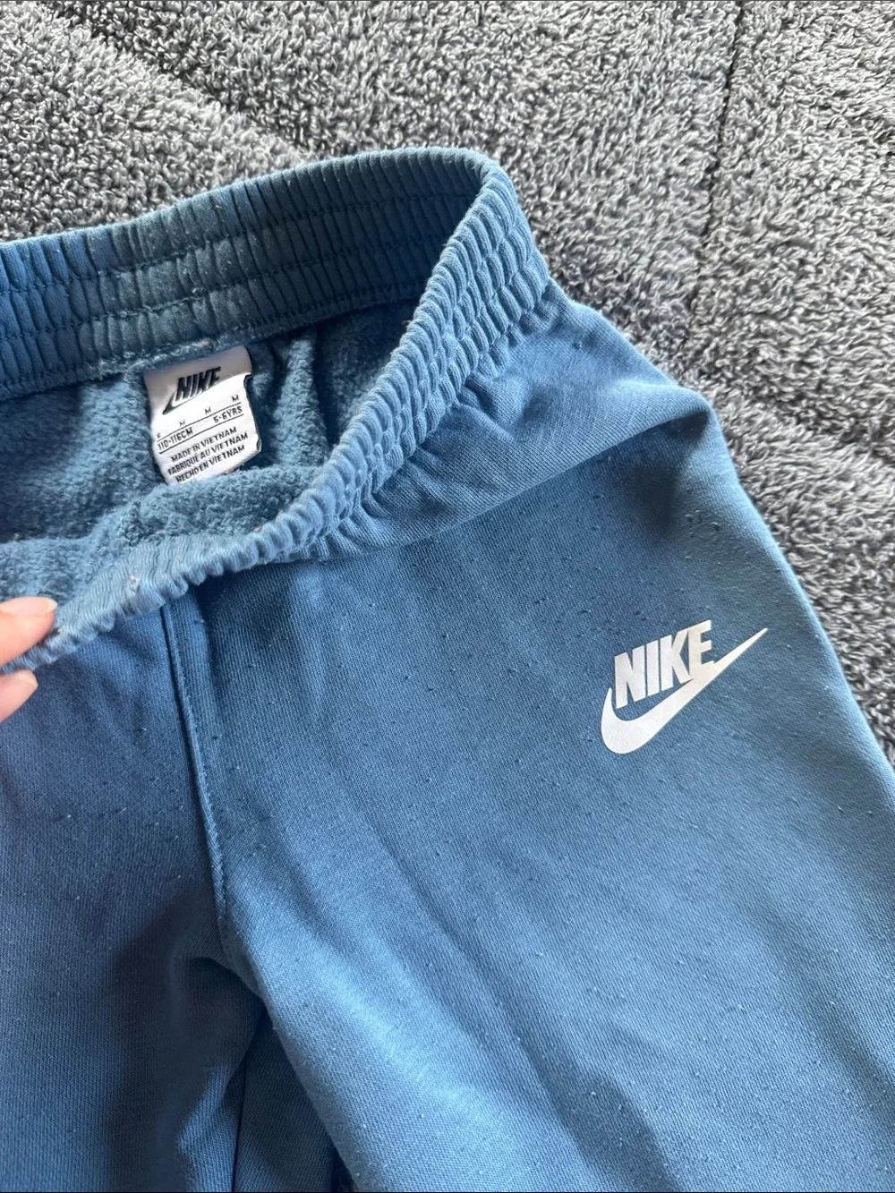 Nike Kids Light Blue Fleece Joggers with White Logo